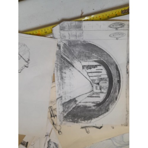 136 - Sketchbooks and pads and loose pen and ink and pastels by Gerald Moneypenny dating from 1950s to ear... 