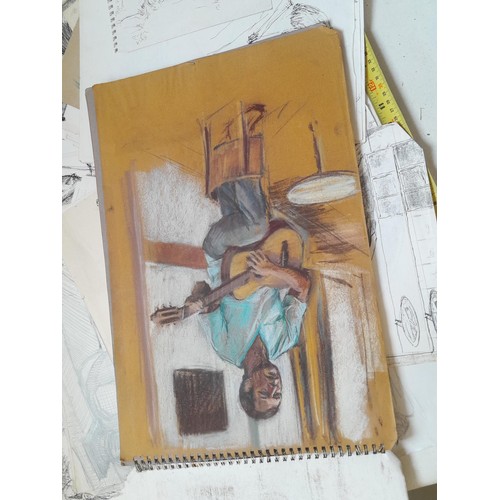 136 - Sketchbooks and pads and loose pen and ink and pastels by Gerald Moneypenny dating from 1950s to ear... 