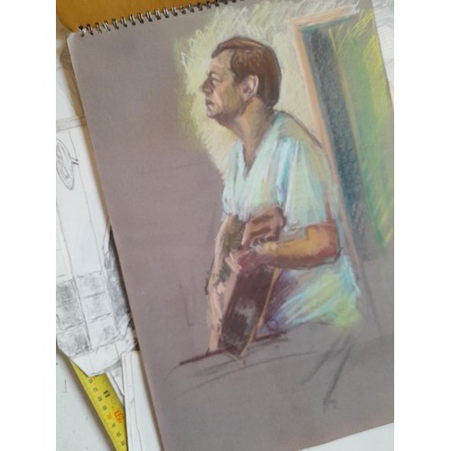 136 - Sketchbooks and pads and loose pen and ink and pastels by Gerald Moneypenny dating from 1950s to ear... 