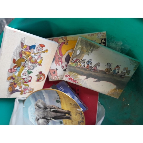 137 - Decorative china and glassware, some figurines damaged, parquetry panel