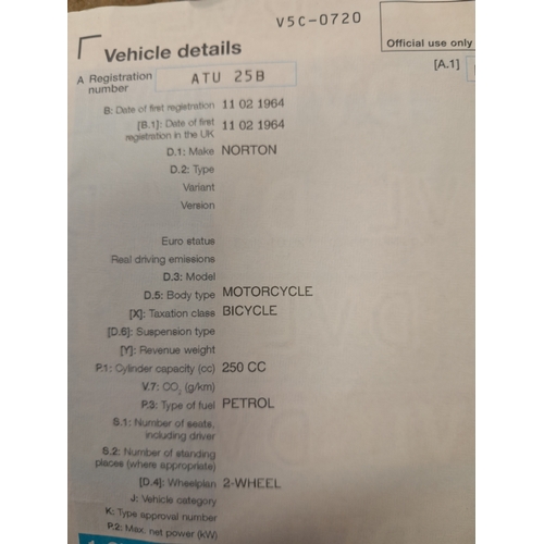 142 - 1964 Norton Jubilee 250 cc Motorcycle,  in need of overhaul,  but has compression, garage stored, ga... 