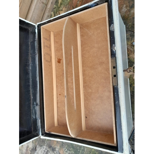 143 - Painted Edwardian trunk fitted to a tool box