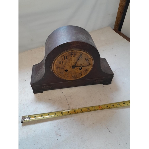 144 - Vintage oak case mantle clock for spares / repairs
