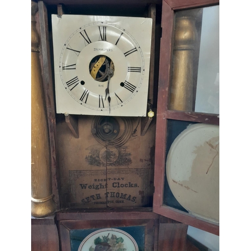 145 - Early 20th century American wall clock with reverse painted front