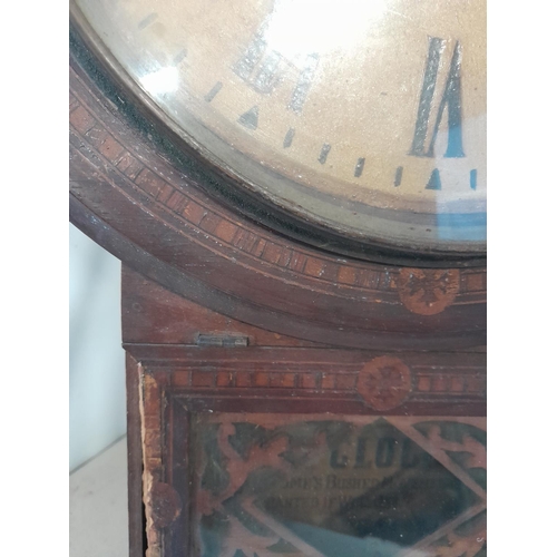 148 - Edwardian inlaid mahogany case American wall clock in need of restoration