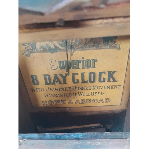 148 - Edwardian inlaid mahogany case American wall clock in need of restoration