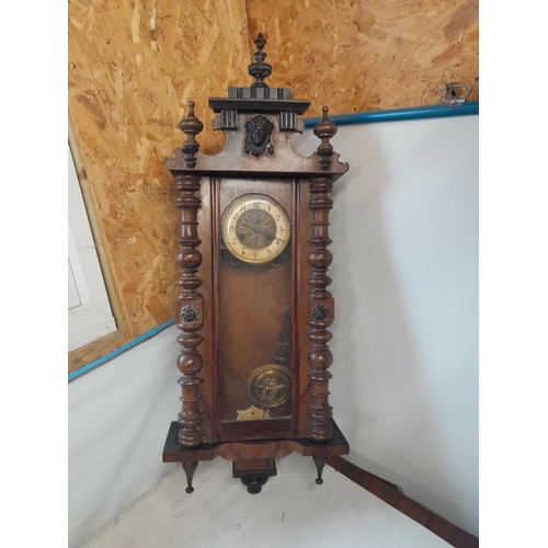 149 - Edwardian Vienna regulator wall clock in rosewood case in need of attention
