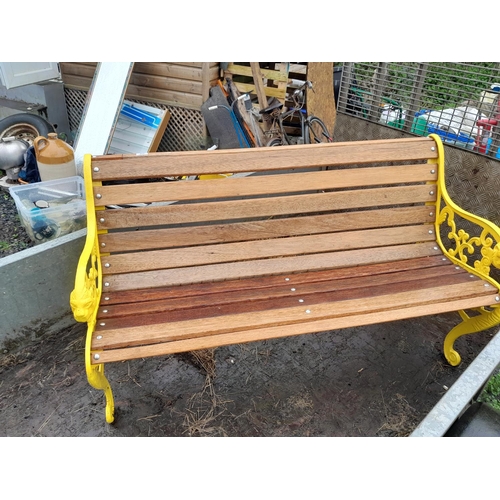 156 - Refurbished cast metal garden bench