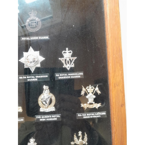 166 - Diorama of 20th century military cap badges