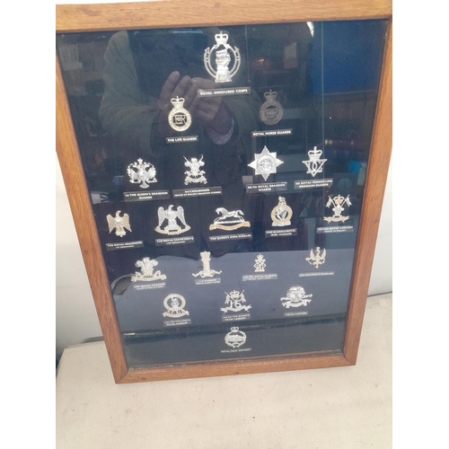 166 - Diorama of 20th century military cap badges