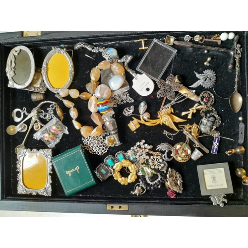 174 - Assorted costume jewellery, miniature photograph frames etc.
