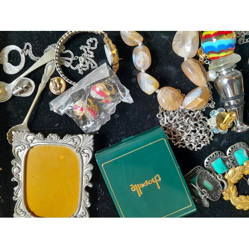 174 - Assorted costume jewellery, miniature photograph frames etc.