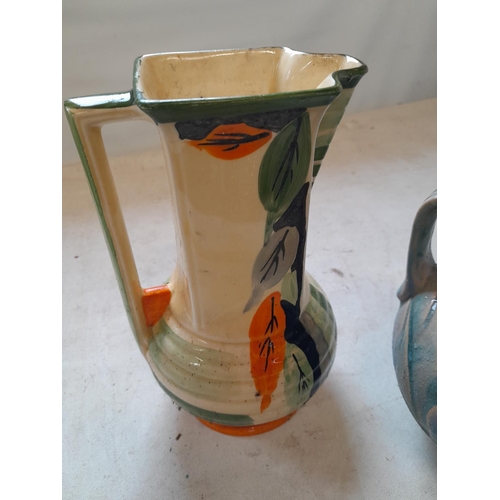 247 - Art Deco Myott jug and Denby jug : Myott very dirty with crazing and small chip to foot, Denby in go... 