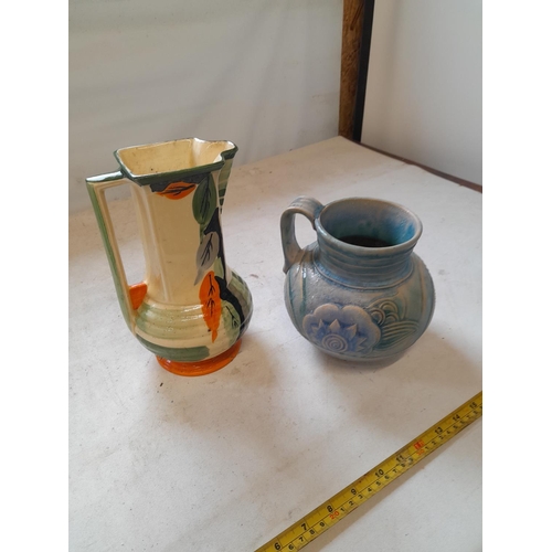 247 - Art Deco Myott jug and Denby jug : Myott very dirty with crazing and small chip to foot, Denby in go... 