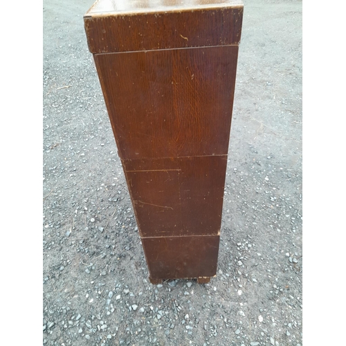 252 - Vintage Globe Wernicke oak three sectional bookcase one glass missing