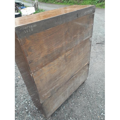 252 - Vintage Globe Wernicke oak three sectional bookcase one glass missing