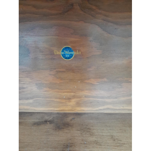 252 - Vintage Globe Wernicke oak three sectional bookcase one glass missing