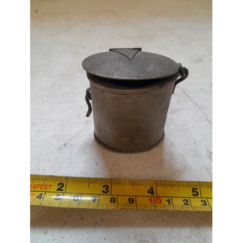 268 - Unusual tin vesta case modelled as a cooking pot, scout interest