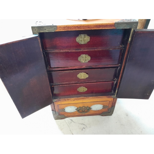276 - Well made late 19th / early 20th century Chinese hardwood fully fitted table top cabinet inset with ... 