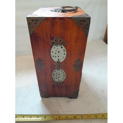 276 - Well made late 19th / early 20th century Chinese hardwood fully fitted table top cabinet inset with ... 