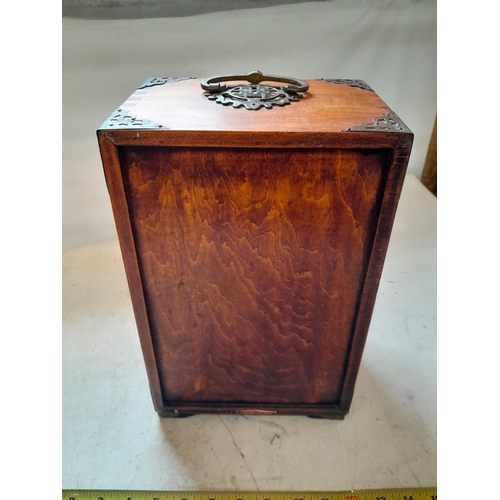 276 - Well made late 19th / early 20th century Chinese hardwood fully fitted table top cabinet inset with ... 