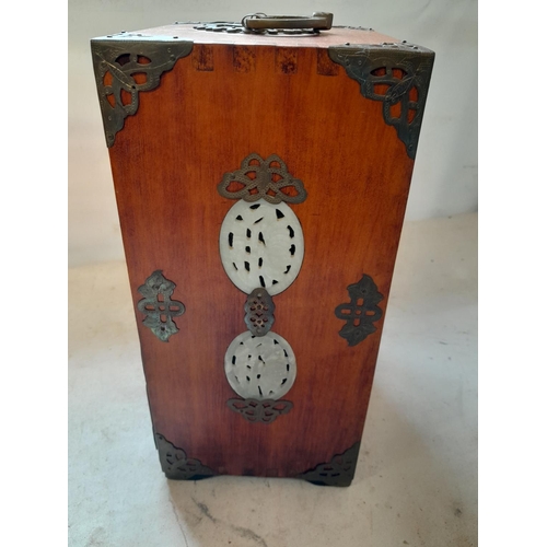 276 - Well made late 19th / early 20th century Chinese hardwood fully fitted table top cabinet inset with ... 