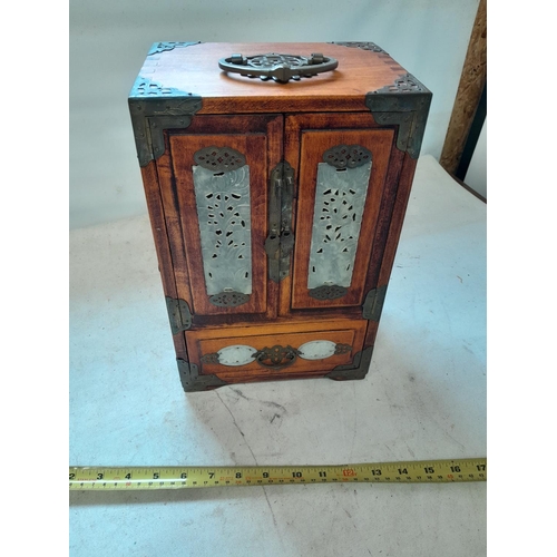 276 - Well made late 19th / early 20th century Chinese hardwood fully fitted table top cabinet inset with ... 