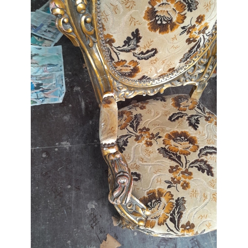 381 - Impressive gilt gesso 20th century French salon chair