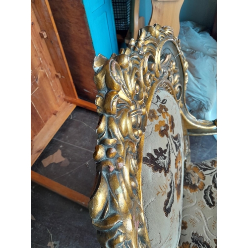 381 - Impressive gilt gesso 20th century French salon chair