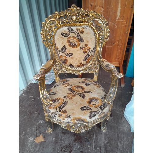 381 - Impressive gilt gesso 20th century French salon chair