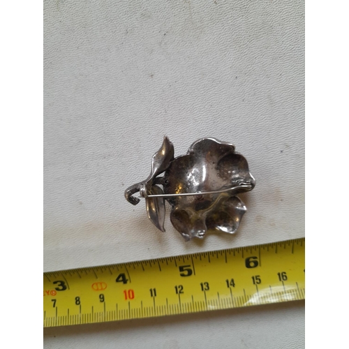 390 - Silver and marcasite rose brooch