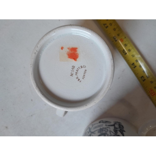 402 - Decorative china : teapot, Fenton gilded mug, God Speed the Plough mug