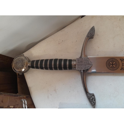 406 - Copy of Knights broad sword, in scabbard