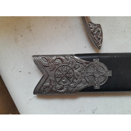 406 - Copy of Knights broad sword, in scabbard