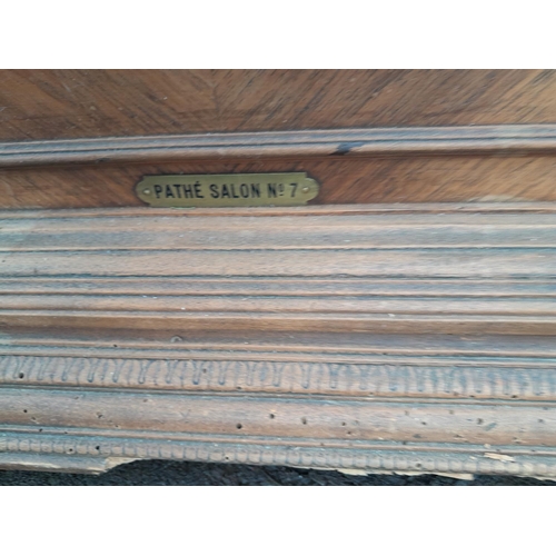 413 - Early 20th century floor standing model hand wind Pathe No 7 gramophone in wooden case, with painted... 