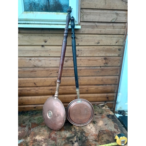 417 - 2 x 19th century copper warming pans