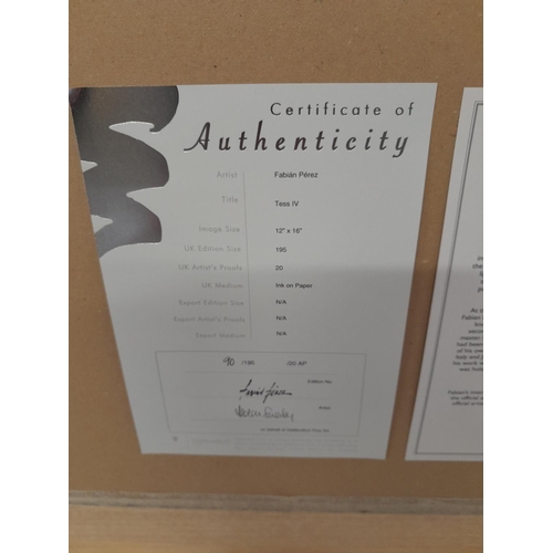 425 - Fabian Perez,  Tess IV, limited edition giclée black and white print 90/195, signed and COA verso, d... 