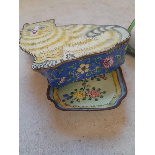 444 - Small collection of Canton enamel ware
