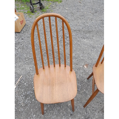 1 - Set of three vintage Ercol Quaker hoop back dining chairs, note restoration to one chair otherwise a... 