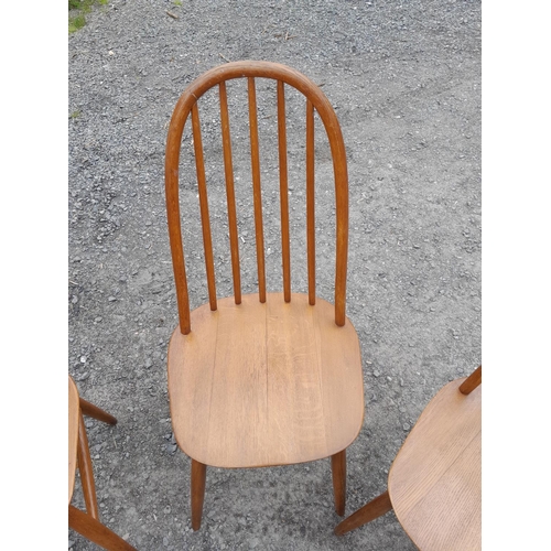 1 - Set of three vintage Ercol Quaker hoop back dining chairs, note restoration to one chair otherwise a... 