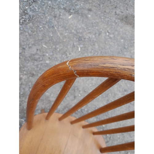 1 - Set of three vintage Ercol Quaker hoop back dining chairs, note restoration to one chair otherwise a... 