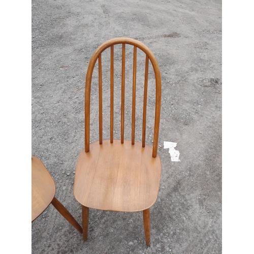 1 - Set of three vintage Ercol Quaker hoop back dining chairs, note restoration to one chair otherwise a... 