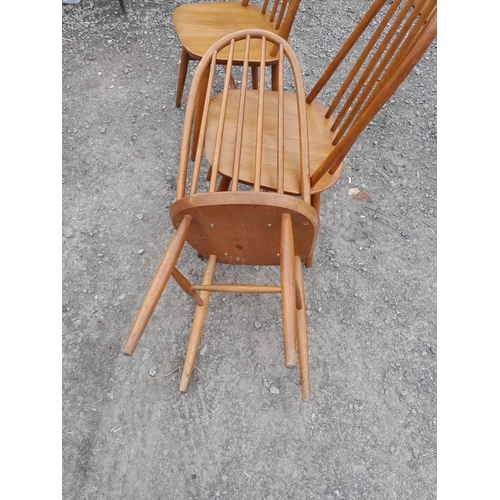 1 - Set of three vintage Ercol Quaker hoop back dining chairs, note restoration to one chair otherwise a... 