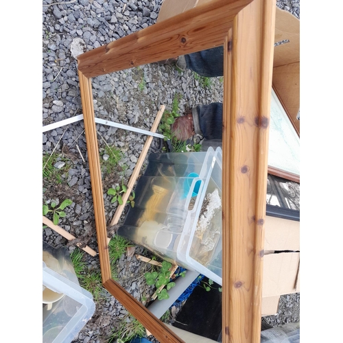 3 - 2 x pine frame mirrors and various reproduction prints and maps