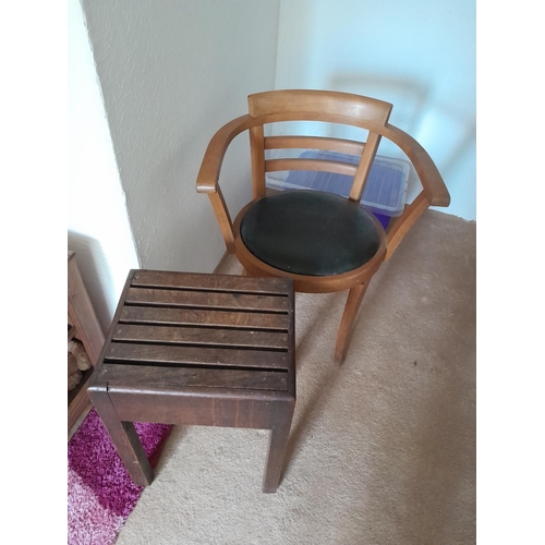 16 - Vintage wooden stool and chair