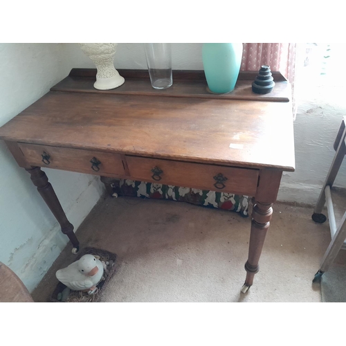 15 - 19th century stained mahogany and pine two drawer writing desk / table 108 cms x 80 cms x 56 cms