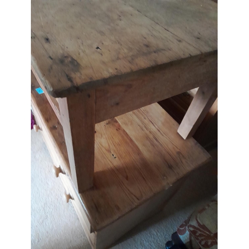 20 - Vintage pine single drawer coffee table with pottery handles 87 cms x 54 cms x  41 cms