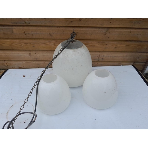 28 - 3 x milk glass hanging pendant light shades