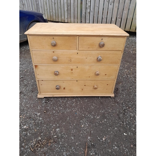 87 - Victorian pine chest of drawers of five drawers 83 cms x 83 cms x 45 cms