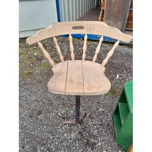 103 - Furniture : Early 20th century carver chair, shed built chair, coffee table , print , oval mirror et... 